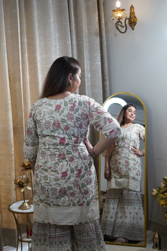 Off white Floral Cotton