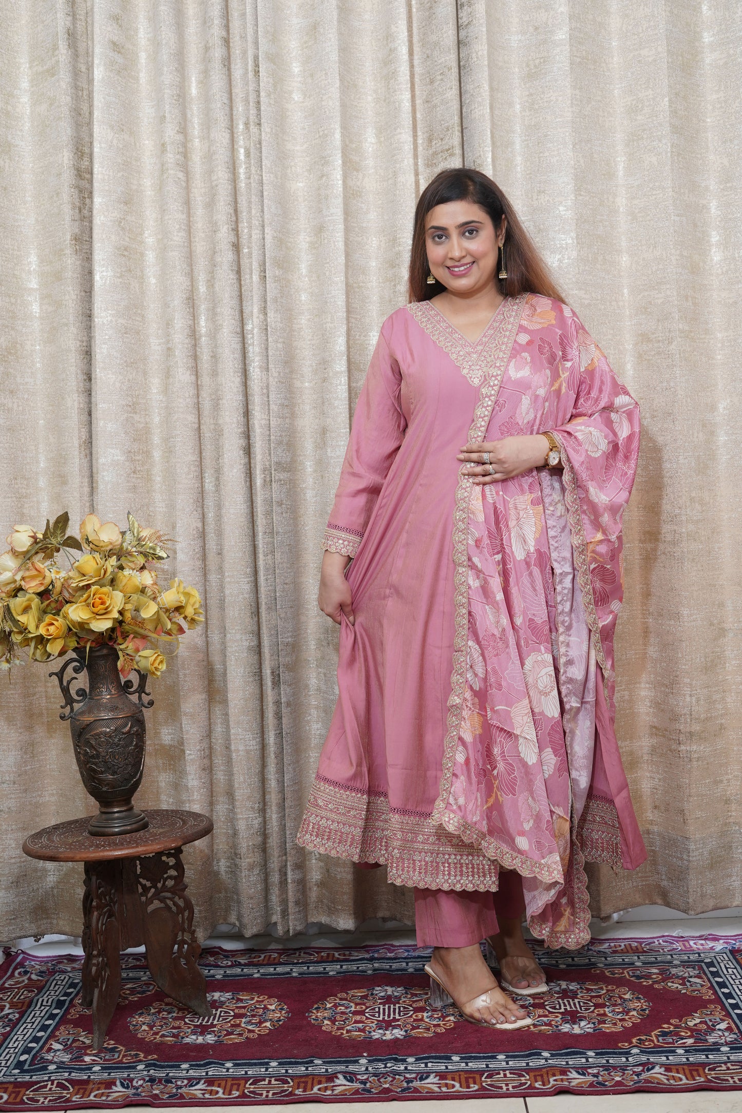 Rose Mauve silk suit
