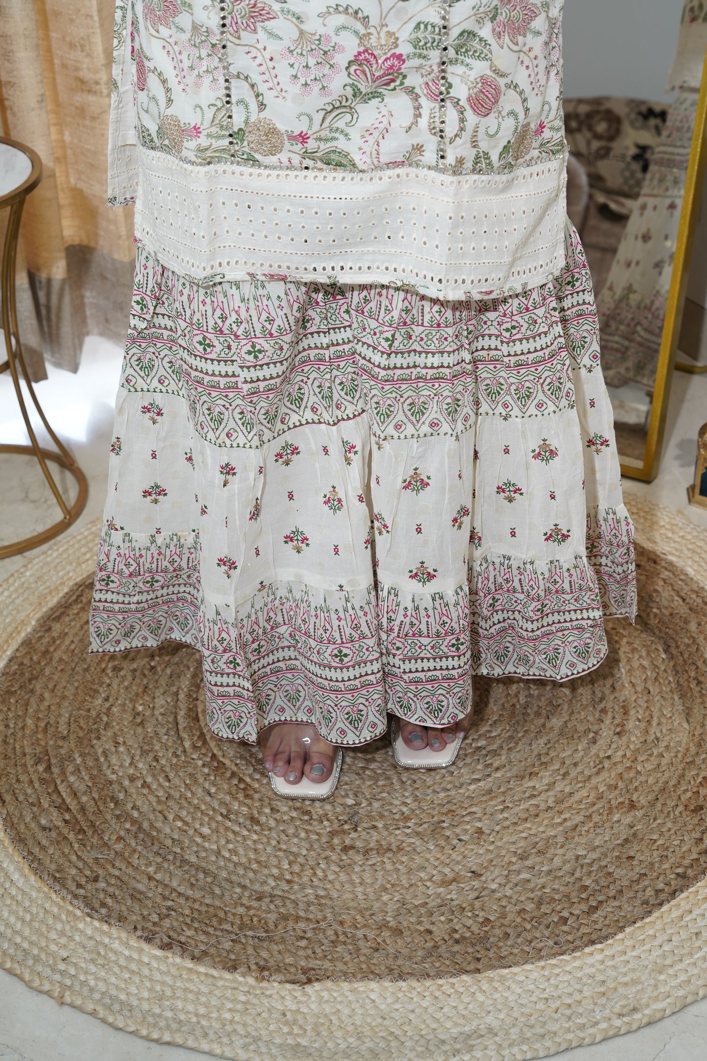 Off white Floral Cotton