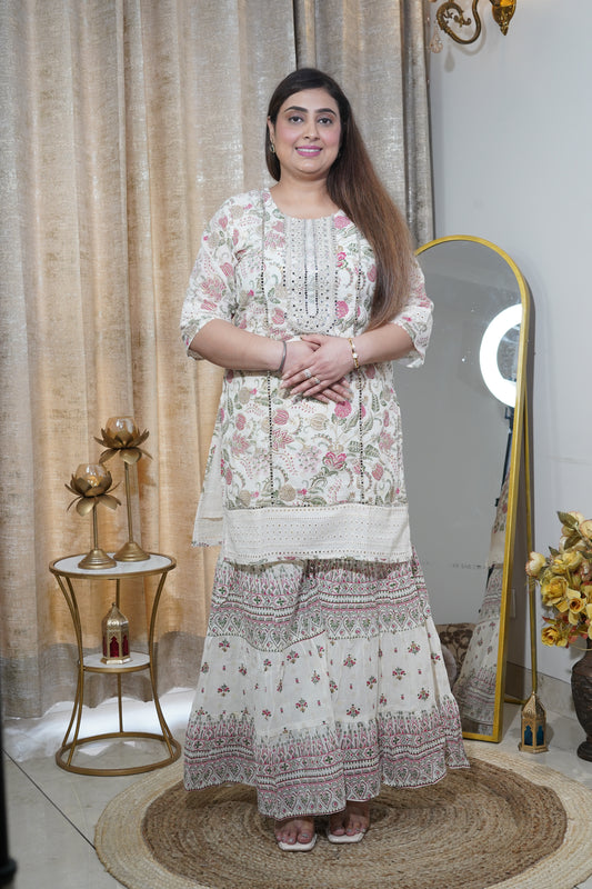 Off white Floral Cotton