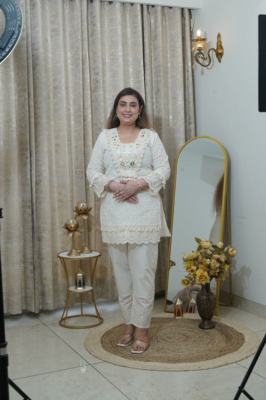 Off White cotton coord set