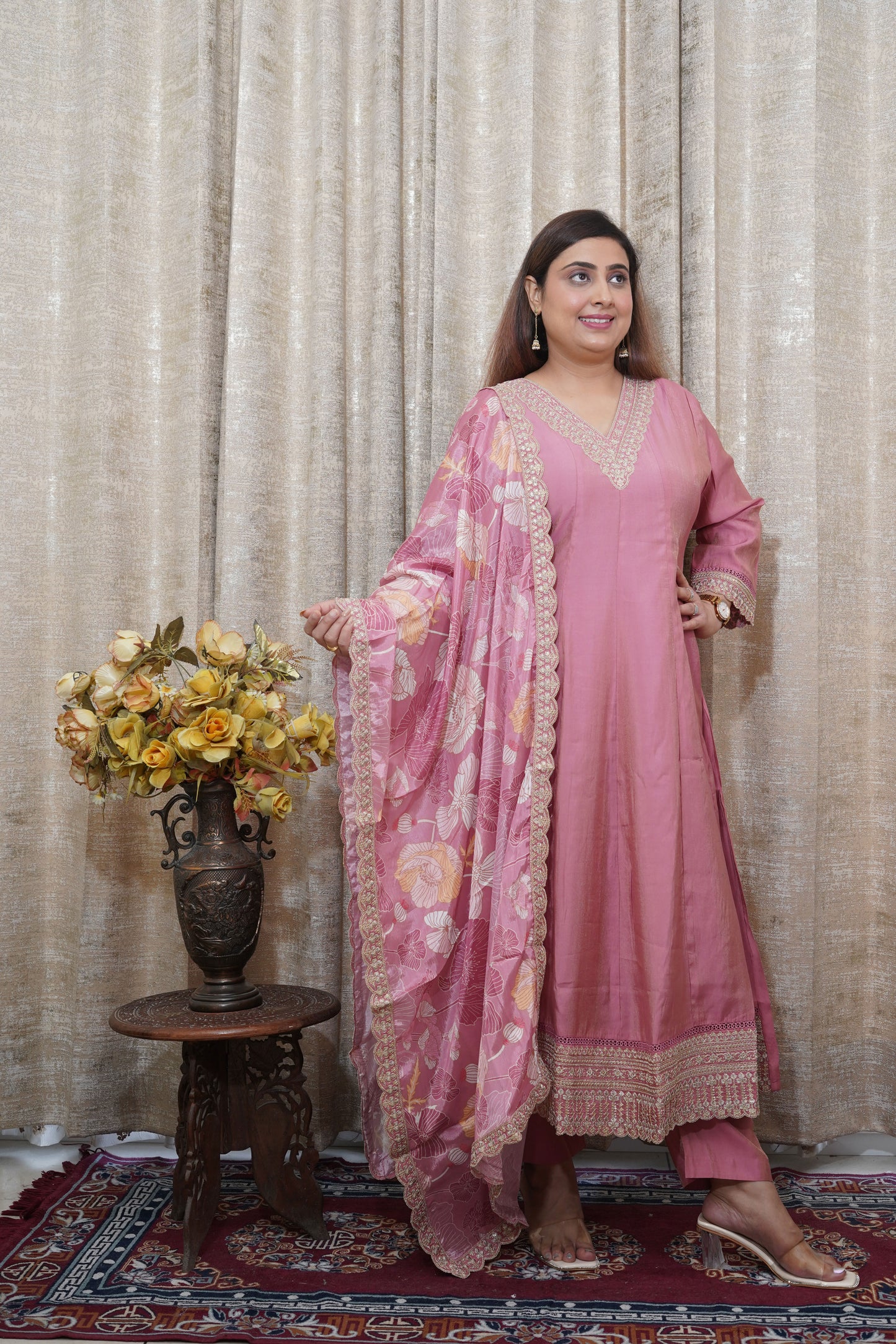 Rose Mauve silk suit