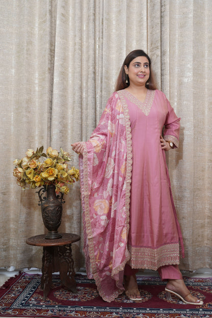 Rose Mauve silk suit