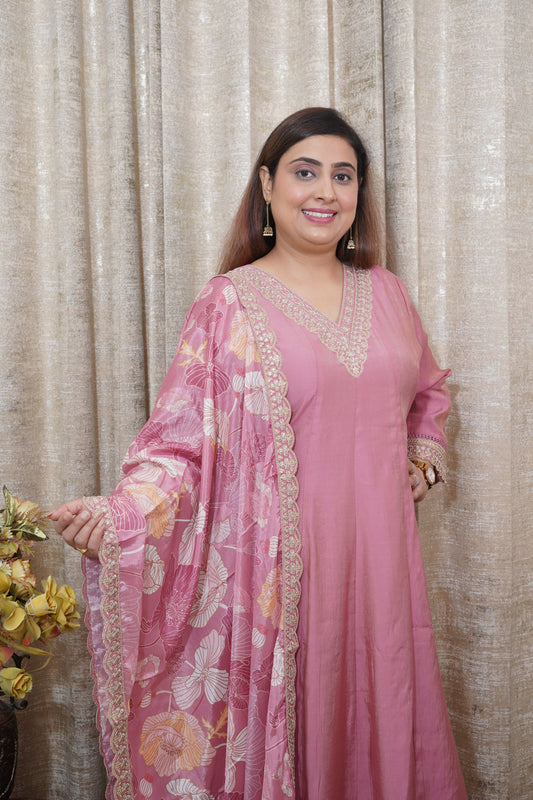 Rose Mauve silk suit