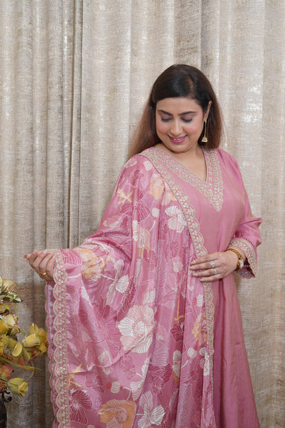 Rose Mauve silk suit