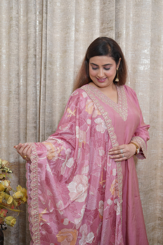 Rose Mauve silk suit