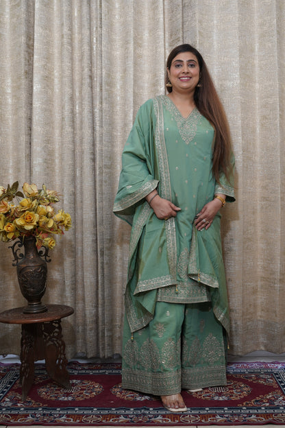 Emerald Silk Sharara Set