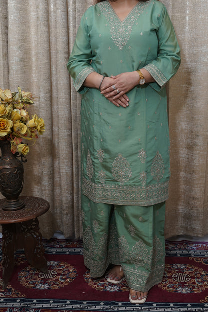 Emerald Silk Sharara Set